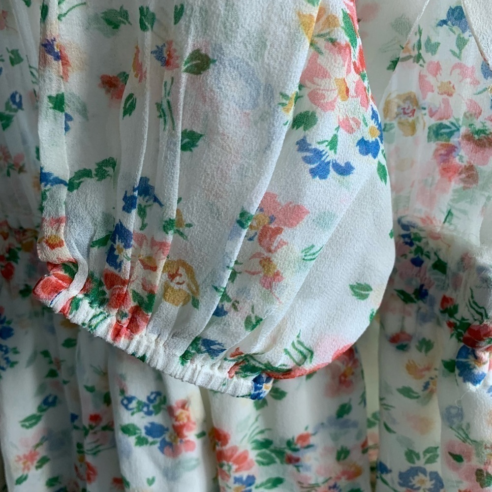LoveShackFancy Floral Popover Silk Dress - Picture 12 of 12